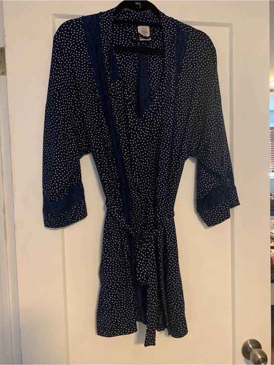 In Bloom Other - In Bloom Medium Navy and White Polka Dot Robe and Nightgown Set